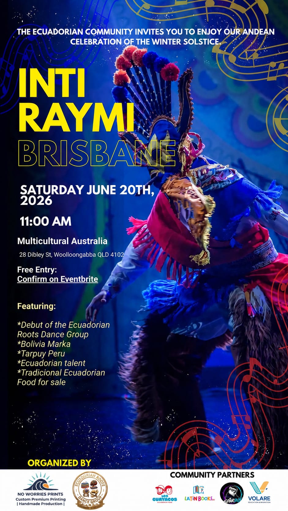 Inti Raymi Brisbane 2026 — Official Debut of Ecuadorian Roots Dance Group